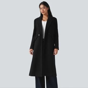 Halara Woman's Pea Jacket Black Size Large, L ,